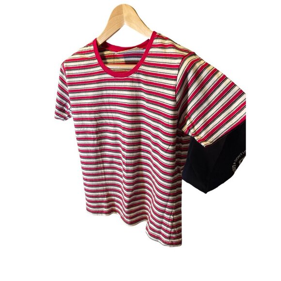 St. John's Bay Red Striped Crew Neck Short Sleeved Top Sz M - Picture 3 of 7